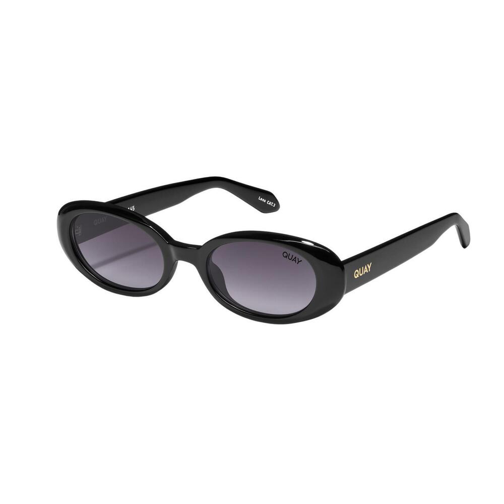 NEW QUAY women's felt cute sunglasses in black / smoke lenses